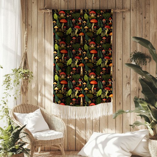 Erdtöne-Decke Cottagecore Waldmagie Fleecedecke