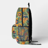 Erdtöne farbenfrohe exotische Blume Muster Bedruckter Rucksack (Rechts)