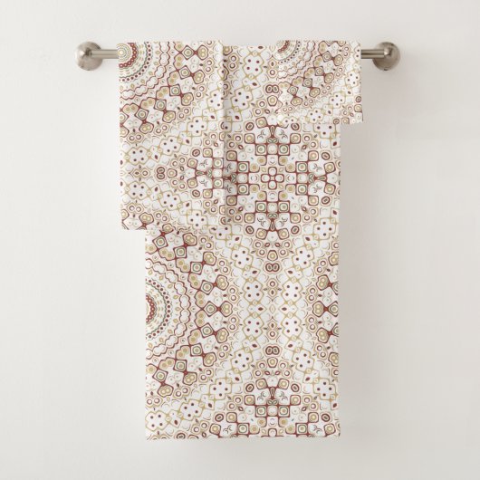 Erdtone Geometric Mandala Pattern Badhandtuch Set (Insitu)