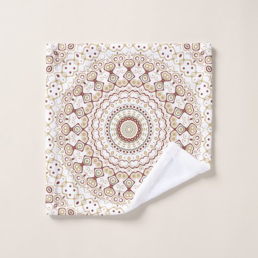 Erdtone Geometric Mandala Pattern Badhandtuch Set (Waschlappen)