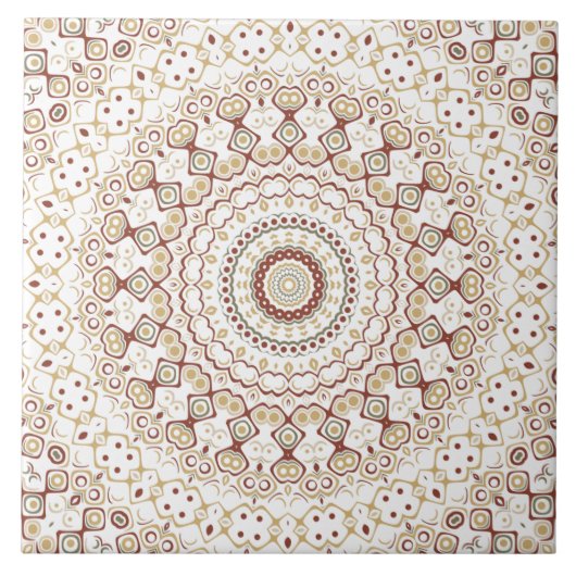 Erdtone Geometric Mandala Pattern Fliese (Vorderseite)