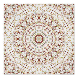 Erdtone Geometric Mandala Pattern Poster