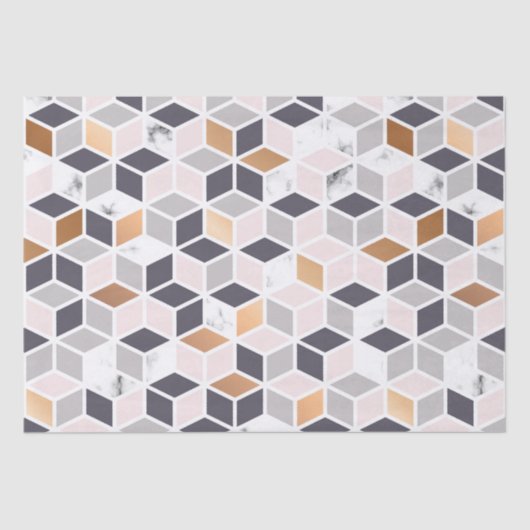 Erdtöne geometrisches Kubikmuster Seidenpapier (Vorderseite)