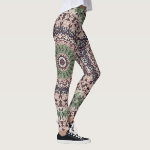 Erdtöne Grün und Braun Mandala Muster Leggings
