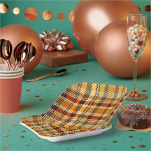 Erdtöne-Karo-Papier-Party-Teller