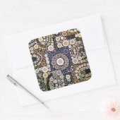 Erdtöne Konzentrische Kreise Mosaikmuster Quadratischer Aufkleber (Umschlag)