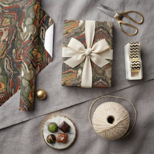 Erdtöne Marmor Wirbel Geschenkpapier
