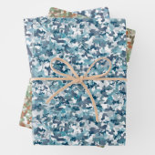 Erdtöne und blaue Tarnmuster Geschenkpapier Set (Beispiel)