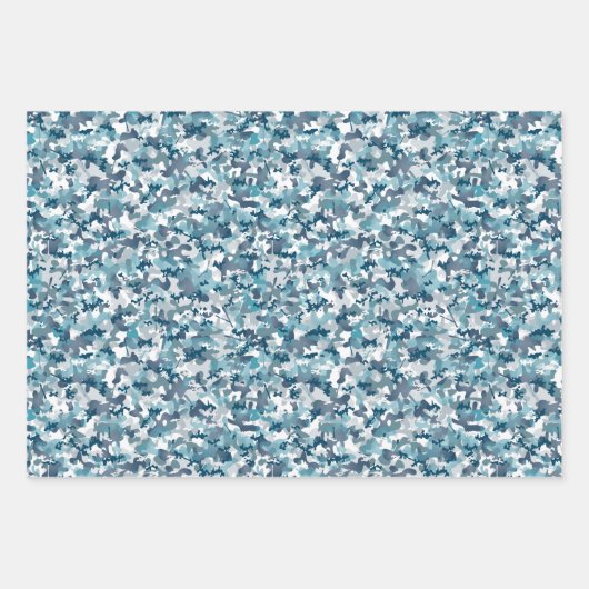 Erdtöne und blaue Tarnmuster Geschenkpapier Set (Vorderseite)