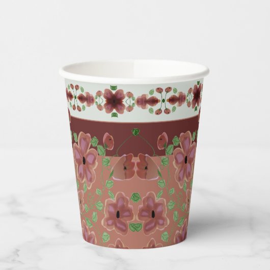 Erdtöne und Blumen Pappbecher (Links)