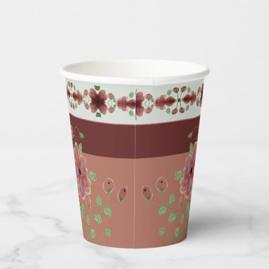 Erdtöne und Blumen Pappbecher (Rechts)