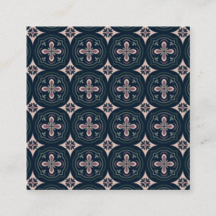 erdtönige florale geometrische Fliesen Quadratische Visitenkarte