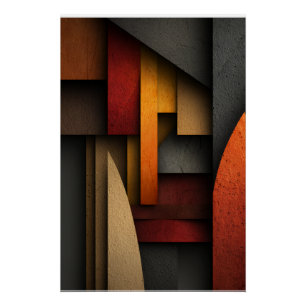 Erdtönige geometrische Layer-Abstraktion Poster
