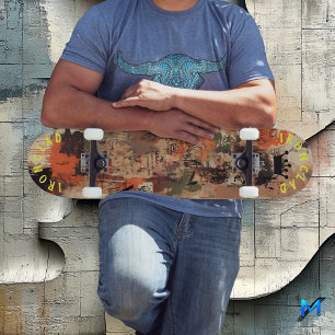 Erdtönige Graffiti-inspirierte abstrakte Straßenku Skateboard