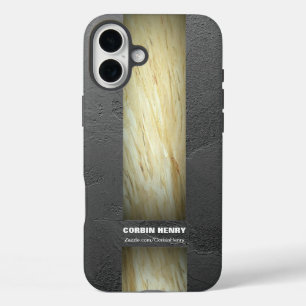 Erdtönige Marmor-Namens-Textur iPhone 16 Plus Hülle