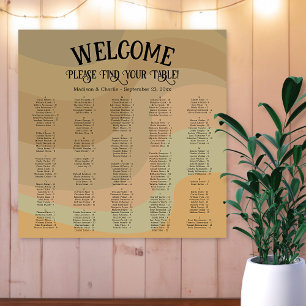 Erdtöniger Retro-Alphabetischer Hochzeits-Sitzplan Poster