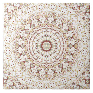 Erdtöniges geometrisches Mandala-Muster Fliese