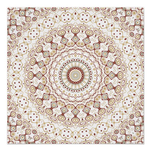 Erdtöniges geometrisches Mandala-Muster Poster (Vorderseite)