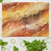 Erdtöniges Goldmarmor-Fluid-Art Geschirrtuch (Gefaltet)