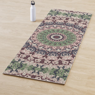 Erdtöniges Grün und Braunes Mandala-Muster Yogamatte