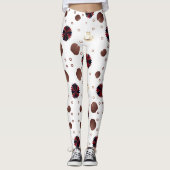 Erdtöniges Lotus- und Froschmuster Leggings (Vorderseite)