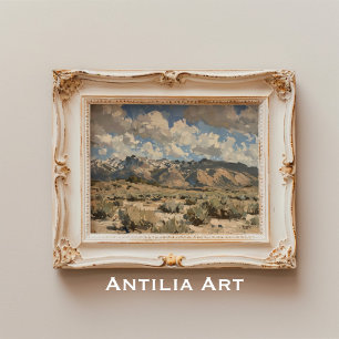 Erdtonlandschaft Malerei Rustikale Bergkunst Poster