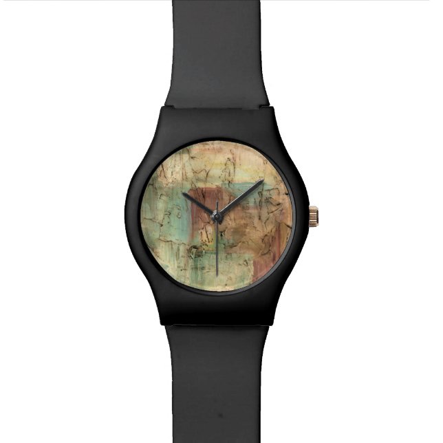 Erdtonmalerei mit gerissener Oberfläche Armbanduhr (Nahaufnahme)