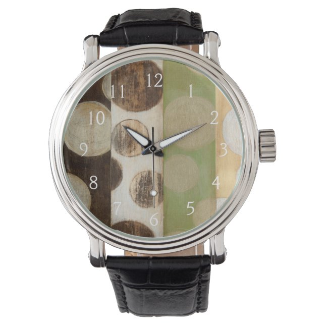 Erdung von Tone-Holzpaneelen mit Kreisen Armbanduhr (Vorderseite)