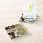 Erdung von Tone-Holzpaneelen mit Kreisen Glasuntersetzer (Schrägansicht)