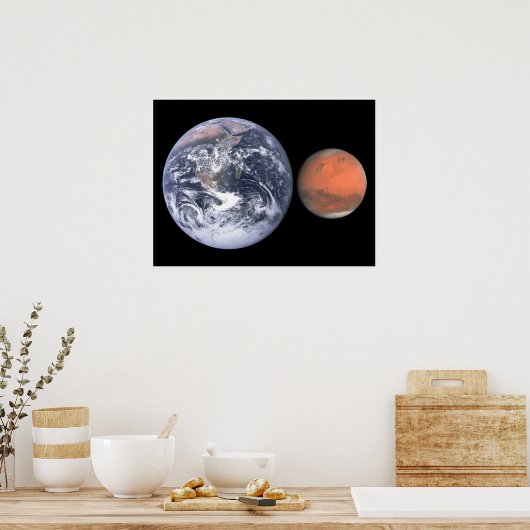 Erdvergleich und Mars-Größenvergleich Poster (Küche)