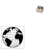 Erdweltkarte mit Kontinenten und Breiten Gummistempel (Stempel)