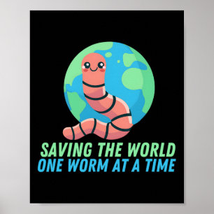 Erdwurm-Tag, der den Welt einen Wurm an einem Rett Poster