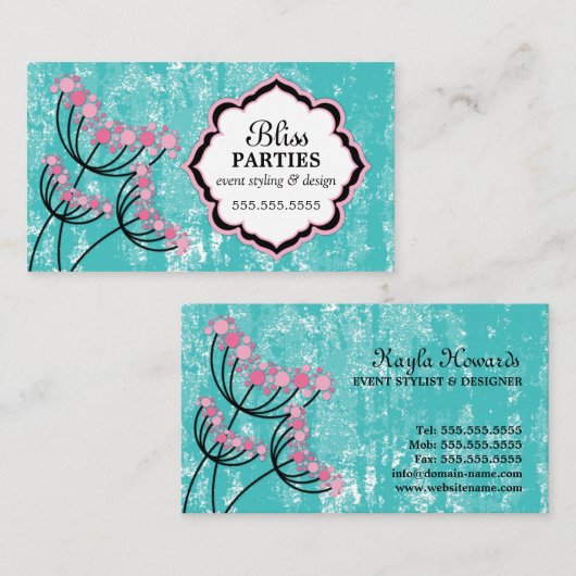 Ereignis-Anreden und Entwurf Visitenkarte (Vorne/Hinten)