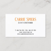 Ereignis-Barkeeper-Geschäfts-Karte Visitenkarte (Rückseite)