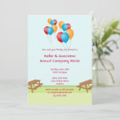 Ereignis des bunten Ballonsommer-Picknicks im Einladung (Stehend Vorderseite)