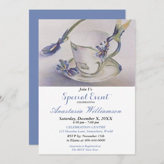 EREIGNIS ZU BLUME UND BIRD PARTY EINLADUNG (Vorne/Hinten)