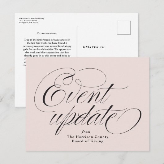 Ereignisaktualisierung pink postkarte (Vorne/Hinten)