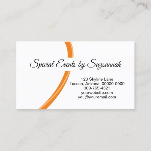 Ereignisplaner Orange White Custom Foto QR Code Visitenkarte (Rückseite)