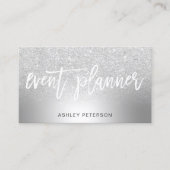 Ereignisplaner-Silber-Glitter ombre metallisch Visitenkarte (Vorderseite)