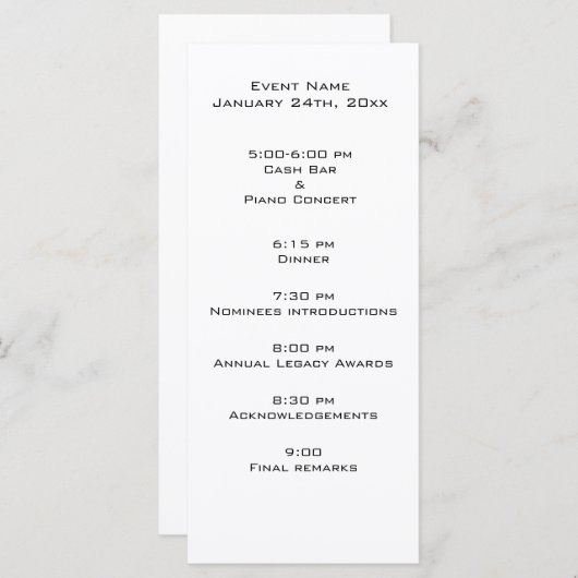 Ereignisprogrammvorlage Programm (Vorne/Hinten)