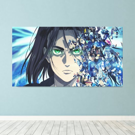 Eren Yeager Canvas Print Leinwanddruck (Insitu (Holzboden))