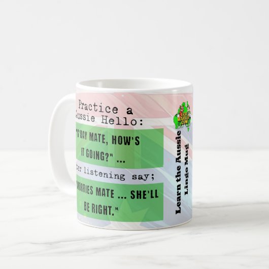 Erfahren Sie die aussie lingo lustige Kaffee-Tasse Kaffeetasse (Vorderseite Links)