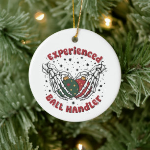 Erfahrener Ball Handler Weihnachten Skelett Hand  Keramik Ornament