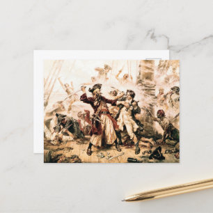 Erfasse den Piraten Blackbeard, Queen Anne's Reven Postkarte