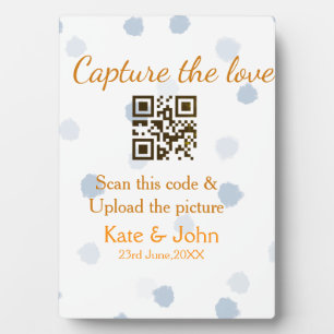 Erfasse die Liebe, füge QR-Scan-Bild hoch blau o Fotoplatte