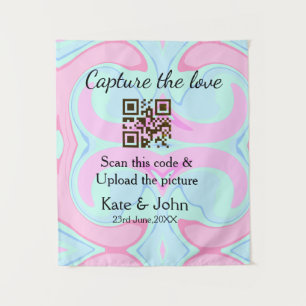Erfasse die Liebe, füge QR-Scan Marmor rosa blau M Wandteppich