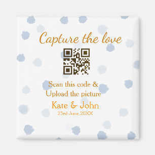 Erfassen Sie die Liebe QR-Scan-Bild hochladen blau Magnet