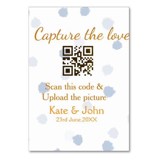 Erfassen Sie die Liebe QR-Scan-Bild hochladen blau Tischnummer (Vorderseite)
