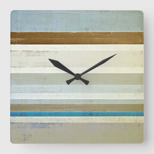 "Erfinden Sie" blaue und beige abstrakte Kunst Quadratische Wanduhr (Vorderseite)