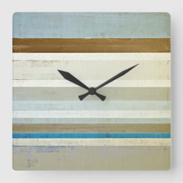 "Erfinden Sie" blaue und beige abstrakte Kunst Quadratische Wanduhr